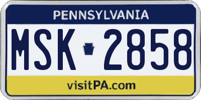 PA license plate MSK2858
