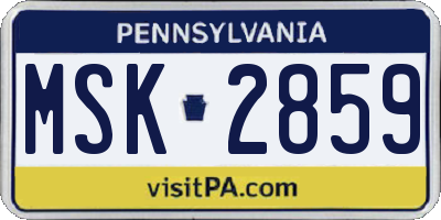 PA license plate MSK2859