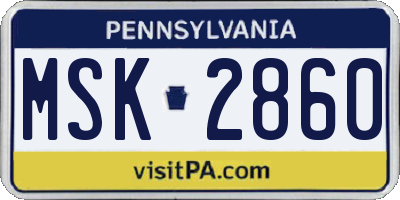 PA license plate MSK2860