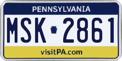 PA license plate MSK2861