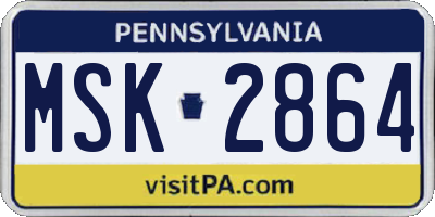 PA license plate MSK2864