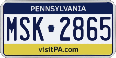 PA license plate MSK2865