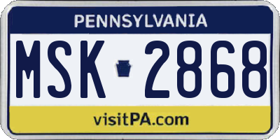 PA license plate MSK2868