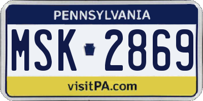 PA license plate MSK2869
