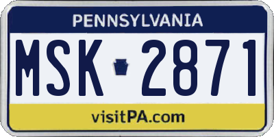PA license plate MSK2871