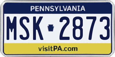 PA license plate MSK2873