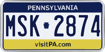 PA license plate MSK2874