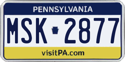 PA license plate MSK2877
