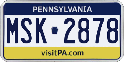 PA license plate MSK2878