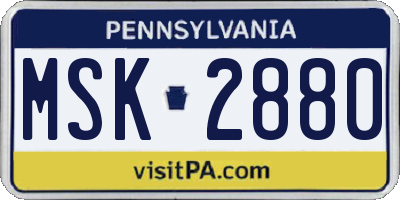 PA license plate MSK2880