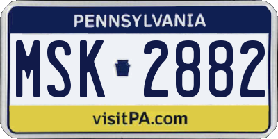 PA license plate MSK2882