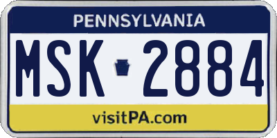 PA license plate MSK2884