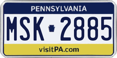 PA license plate MSK2885