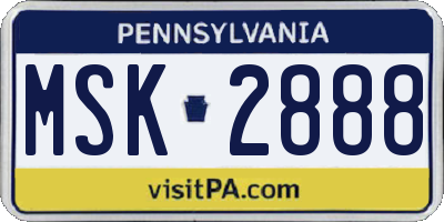 PA license plate MSK2888