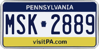 PA license plate MSK2889