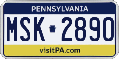PA license plate MSK2890