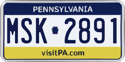 PA license plate MSK2891