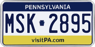 PA license plate MSK2895