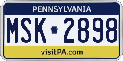PA license plate MSK2898