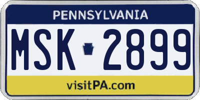 PA license plate MSK2899