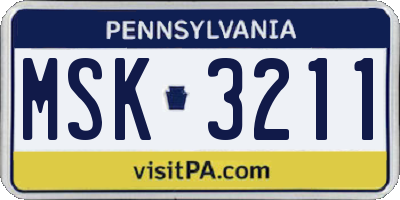 PA license plate MSK3211