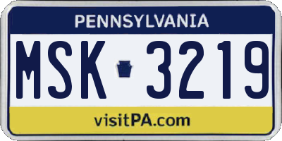 PA license plate MSK3219