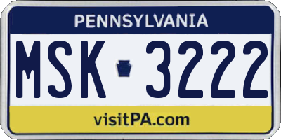 PA license plate MSK3222