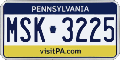 PA license plate MSK3225
