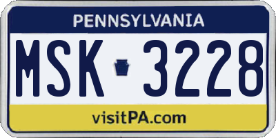 PA license plate MSK3228
