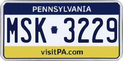 PA license plate MSK3229