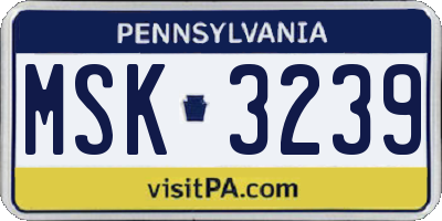 PA license plate MSK3239