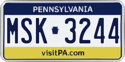 PA license plate MSK3244
