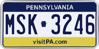 PA license plate MSK3246