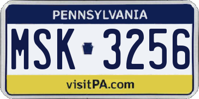 PA license plate MSK3256