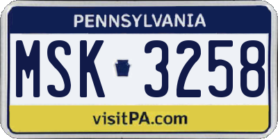 PA license plate MSK3258