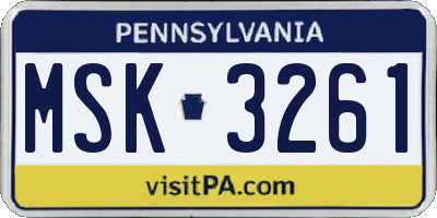 PA license plate MSK3261
