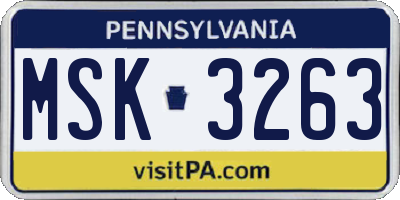 PA license plate MSK3263