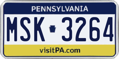 PA license plate MSK3264