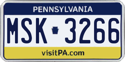 PA license plate MSK3266