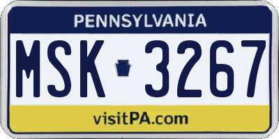 PA license plate MSK3267
