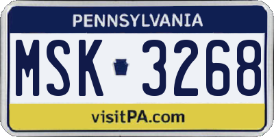 PA license plate MSK3268