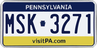PA license plate MSK3271