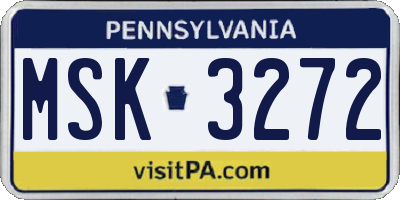 PA license plate MSK3272