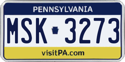PA license plate MSK3273