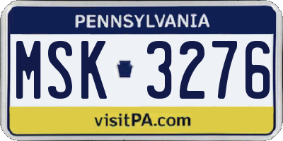 PA license plate MSK3276