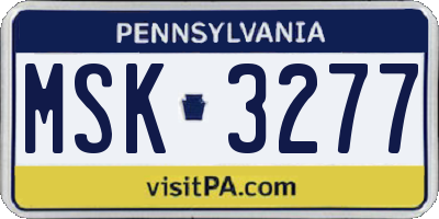 PA license plate MSK3277