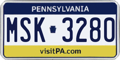 PA license plate MSK3280