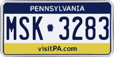 PA license plate MSK3283