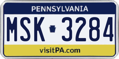 PA license plate MSK3284
