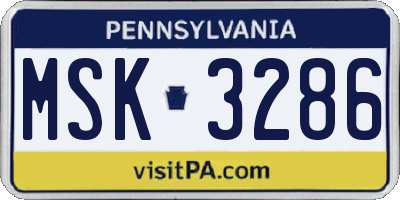 PA license plate MSK3286